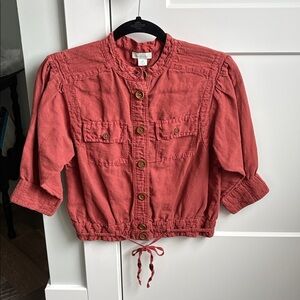 Sundance linen blend jacket with lots of feminine details. Size XS.